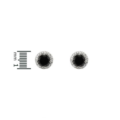 Isla Black Round Halo CZ Stud Earrings - 5mm | 0.75ct