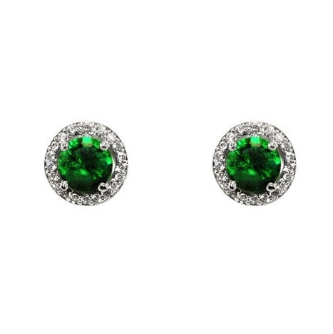 Isla Emerald Round Halo CZ Stud Earrings - 10mm | 1.2ct