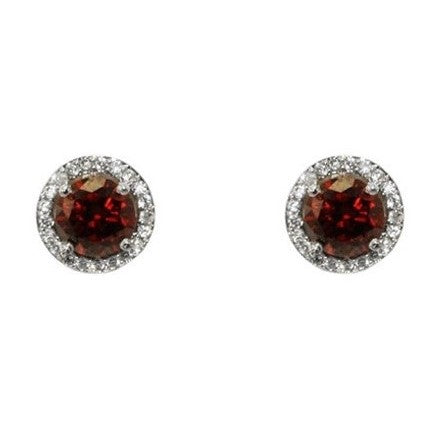 Isla Ruby Round Halo CZ Stud Earrings - 10mm | 1.2ct - Beloved Sparkles