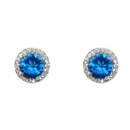 Isla Sapphire Round Halo CZ Stud Earrings – 10mm | 1.2ct