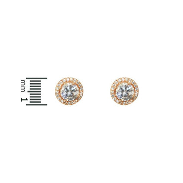 Isla Clear Round Halo CZ Rose Gold Stud Earrings - 10mm | 1.2ct