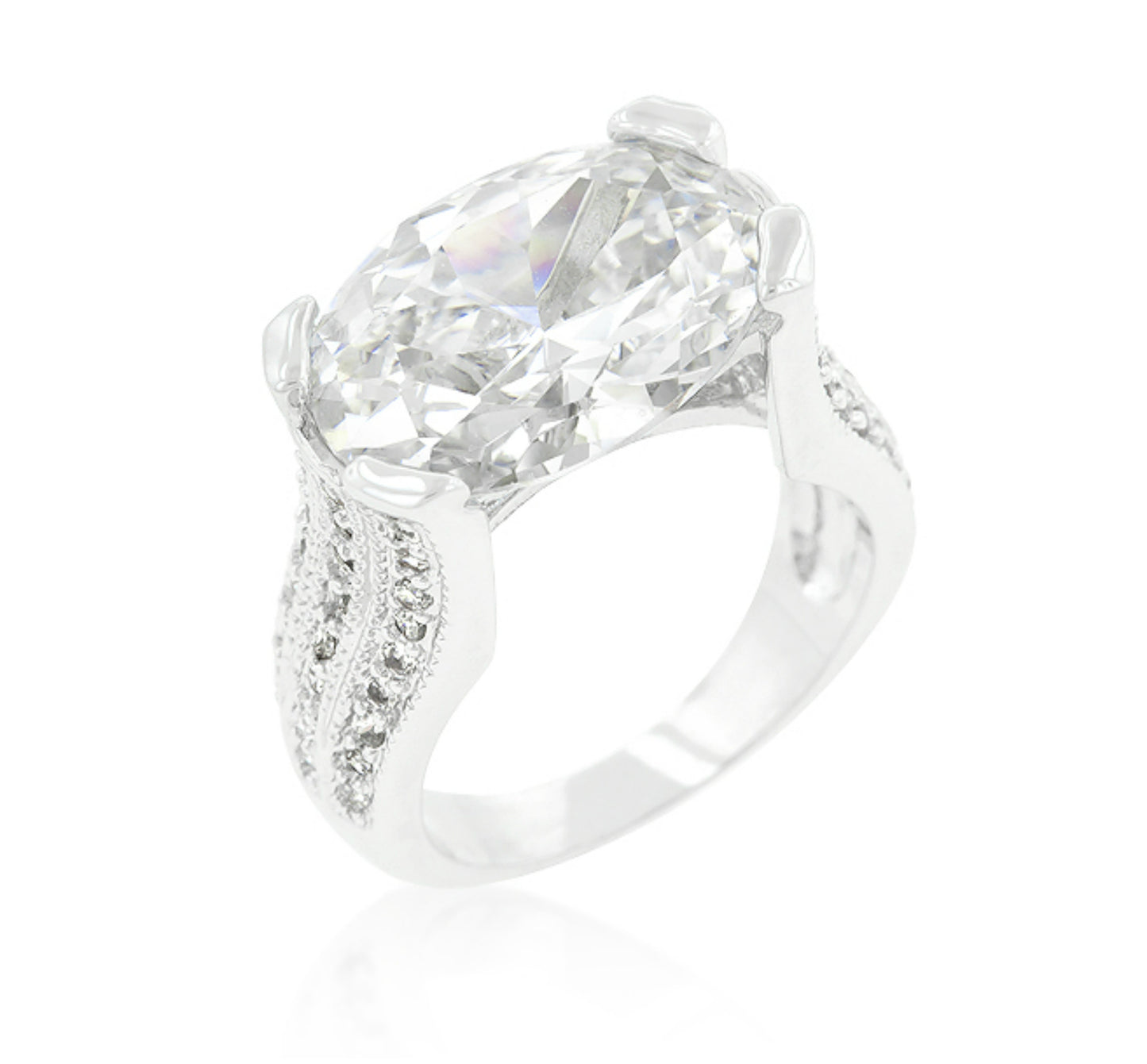 Ivanna Oval Cut Engagement Statement Ring  | 28 Carat | Cubic Zirconia - Beloved Sparkles
 - 1