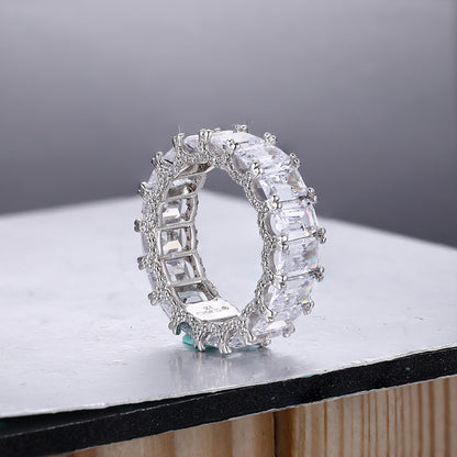 Jalisa 6x4mm Emerald CZ Eternity Ring | 9ct | Sterling Silver