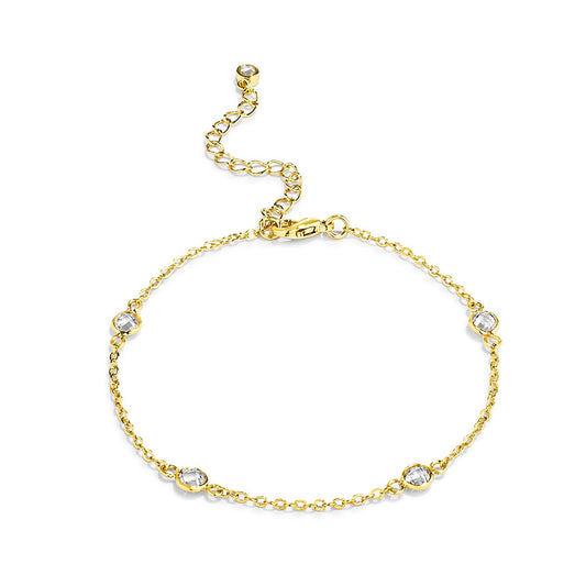 Lecia Gold Round CZ Bezel Saturn Bracelet  | 7in