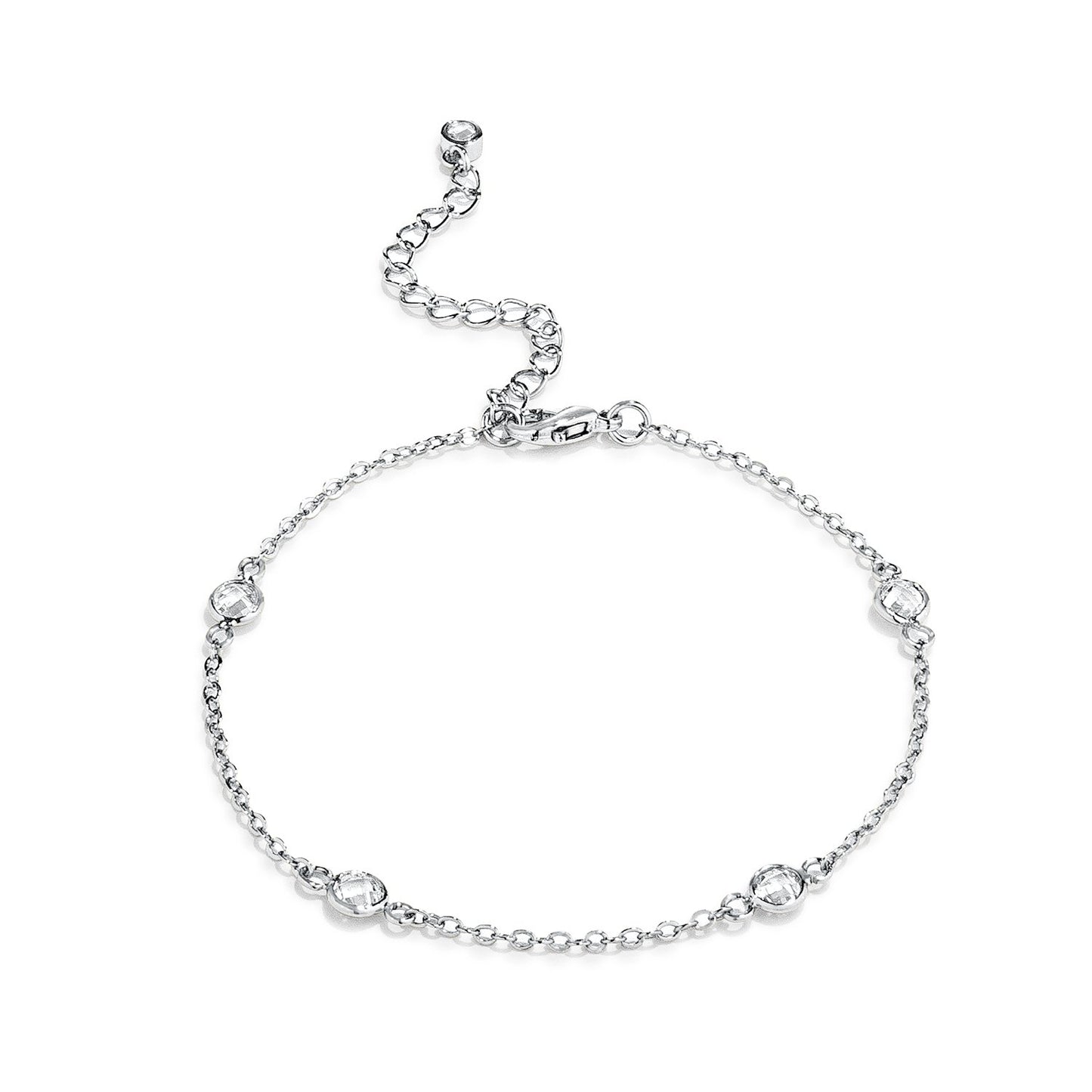 Lecia Silver CZ Round Bezel Saturn Bracelet  | 7in