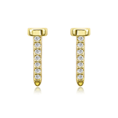 Jenny Danity CZ Gold Nail Stud Earrings