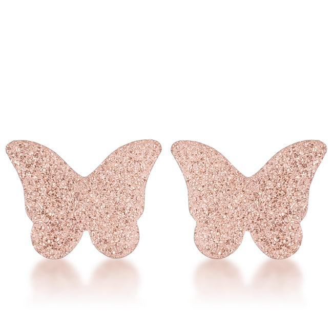 Jess Butterfly Rose Gold Stud Earrings | Stainless Steel