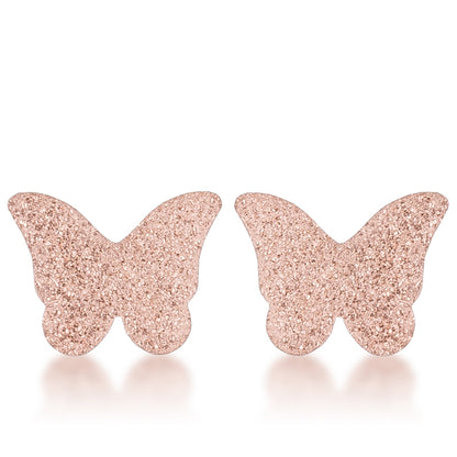 Jess Butterfly Rose Gold Stud Earrings | Stainless Steel