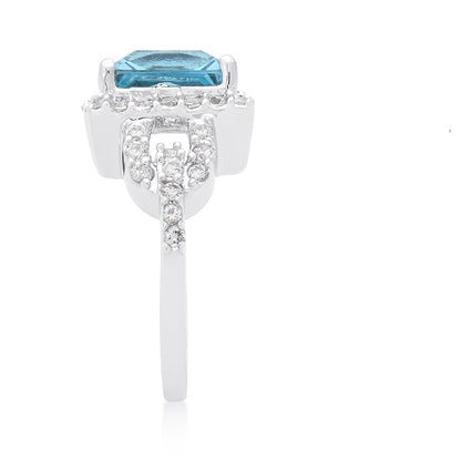 Kara 5.6ct Aqua Princess Halo Cocktail Ring | 6ct