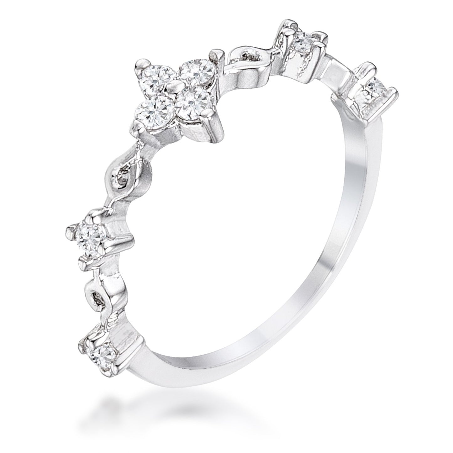 Karlotta Mini Floral Half Eternity Stackable Ring |0 .3ct