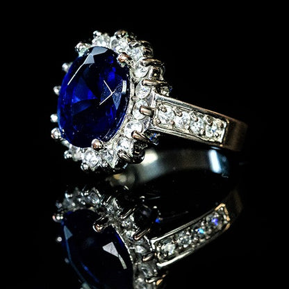 Kate Royal Sapphire Oval Halo Engagement Ring | 7ct