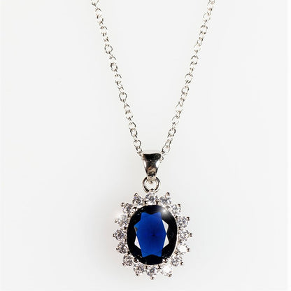 Kate Oval Sapphire Halo Pendant | 6.5ct