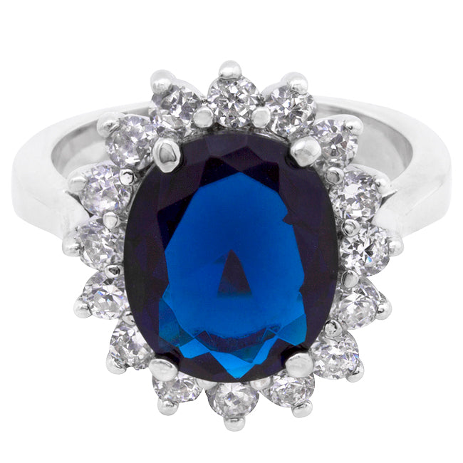 Katie Royal Sapphire 12mm Oval Halo Engagement Ring | 6.5ct