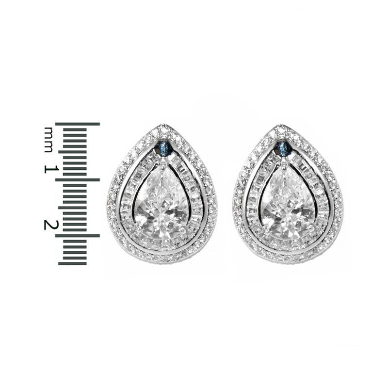 Kayla Pear Halo Statement CZ Stud Earrings