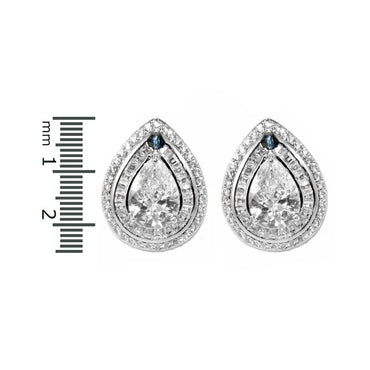 Kayla Pear Halo Statement CZ Stud Earrings