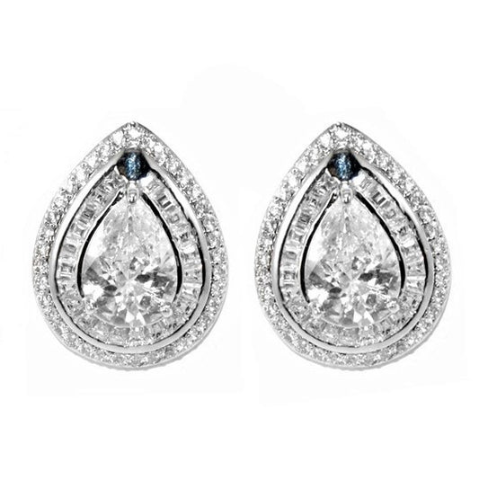 Kayla Pear Halo Statement CZ Stud Earrings