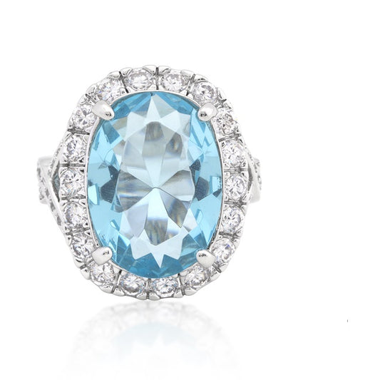 Kaylin Aqua Blue Cushion Cut Halo Cocktail Ring | 15ct