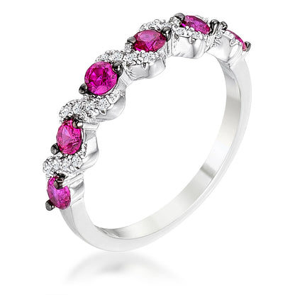 Kerra S Shape Pink & Clear CZ Half Eternityl Ring | .8ct