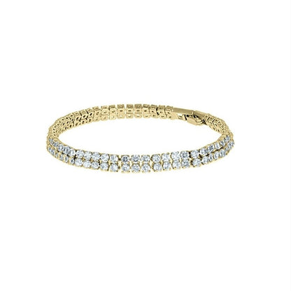 Kim 2 Row Round CZ Gold Tennis Bracelet