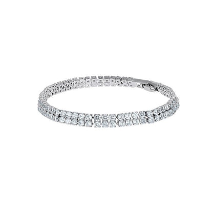 Kim 2 Row Round CZ Silver Tennis Bracelet | 20ct