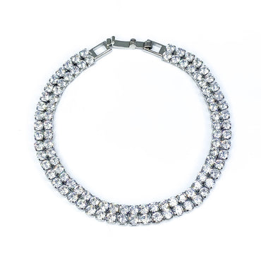 Kim 2 Row Round CZ Silver Tennis Bracelet | 20ct