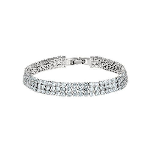 Kim 3 Row Round CZ Silver Tennis Bracelet | 20ct