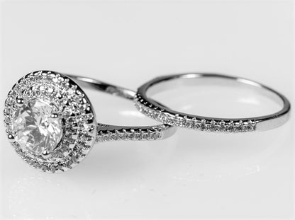 Kleta 1ct Round Halo Engagement Ring Set | 2.3ct