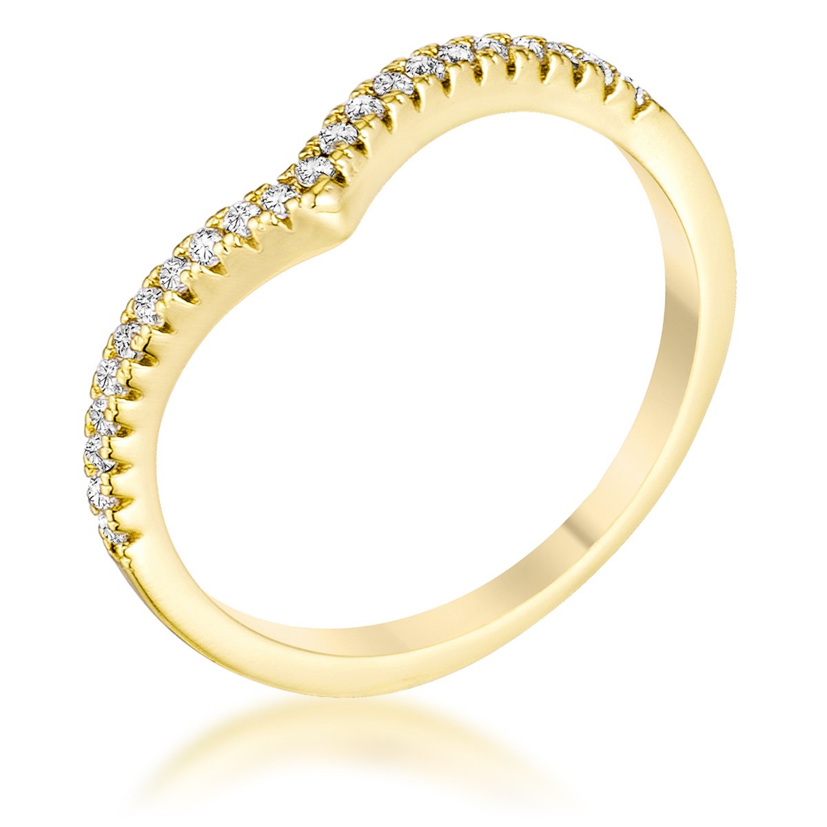 Ladda CZ Chevron Goldtone Band Ring | 0.35ct