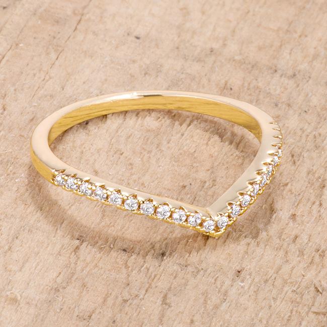 Ladda CZ Chevron Goldtone Band Ring | 0.35ct