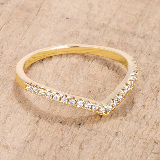 Ladda CZ Chevron Goldtone Band Ring | 0.35ct