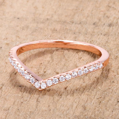 Ladda CZ Chevron Rose Gold Band Ring | 0.35ct