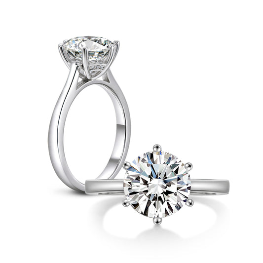 Lauren 10mm Round Solitaire Engagement Ring | 4ct | 925 Sterling Silver