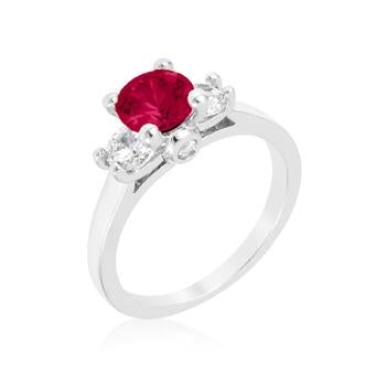 Leana Dark Pink Three Stone CZ Ring | 1.8ct