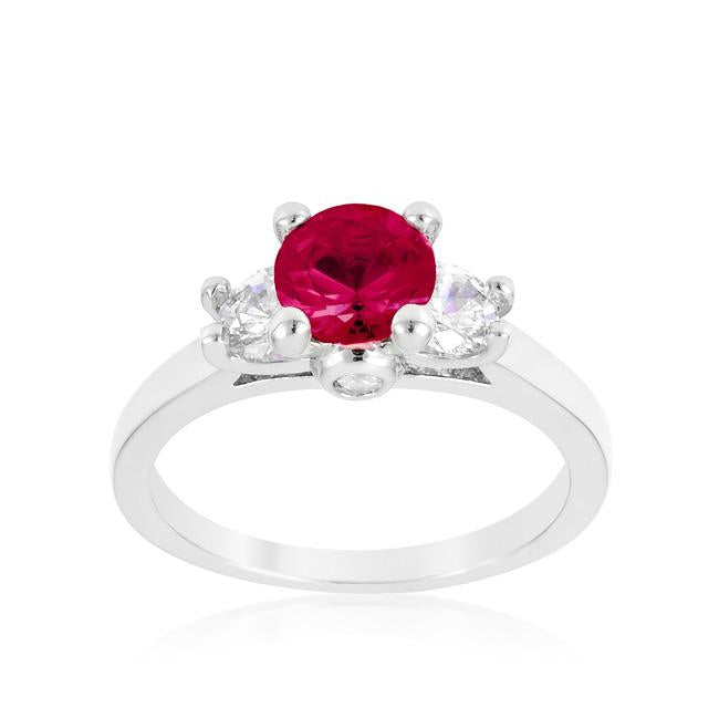 Leana Dark Pink Three Stone CZ Ring | 1.8ct