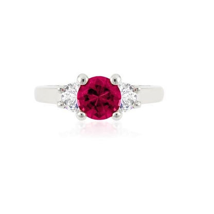 Leana Dark Pink Three Stone CZ Ring | 1.8ct