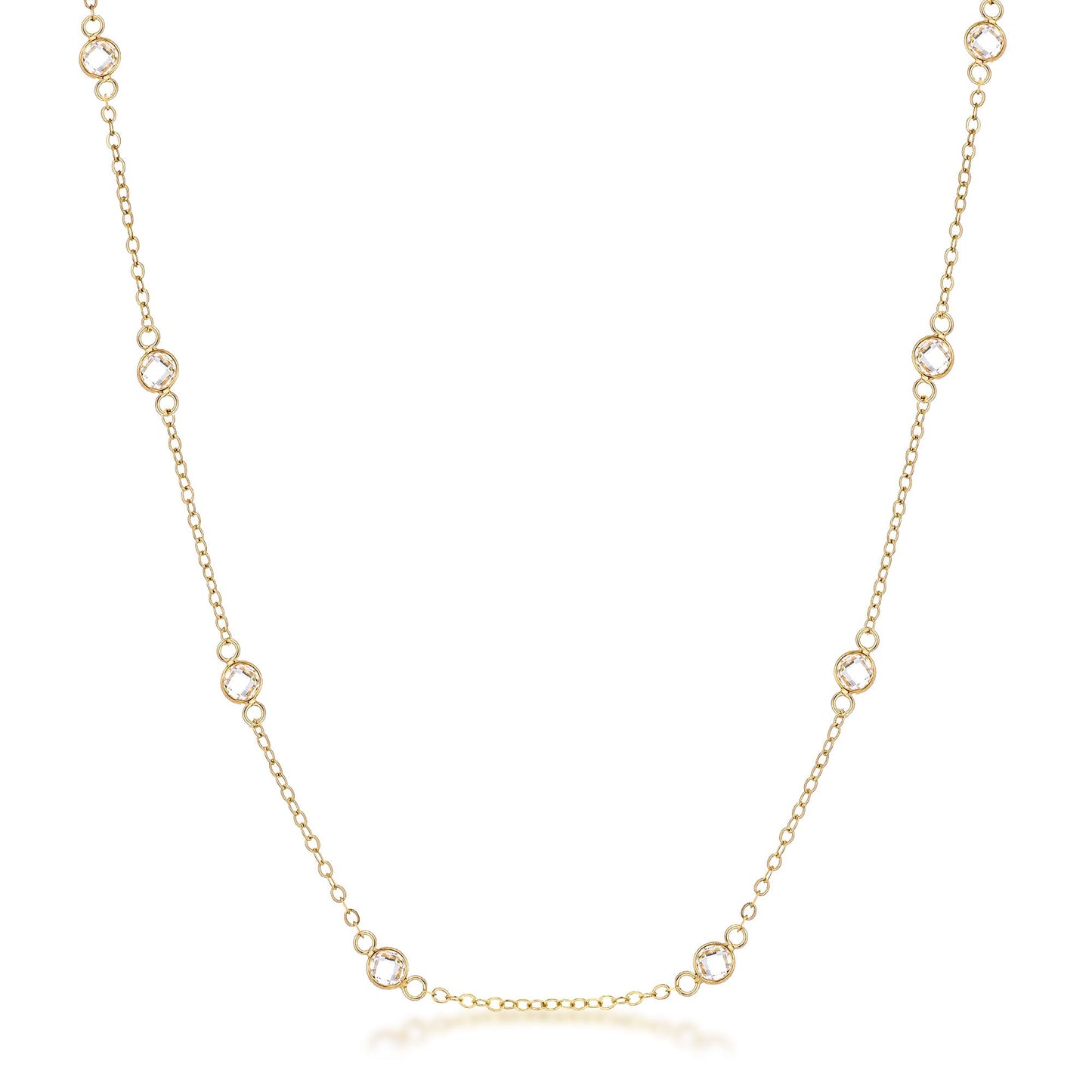 Lecia 16” Gold Round CZ Bezel Saturn Necklace