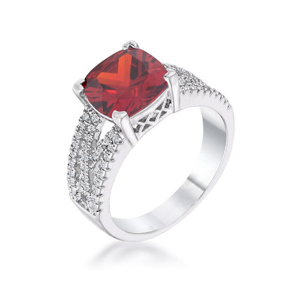 Leeza Elegant Criss-Cross 3ct Ruby CZ Engagement Ring | 3.8ct