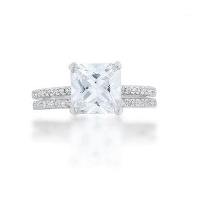 Lexy 3ct Princess CZ Solitaire Engagement Ring Set | 3.5ct