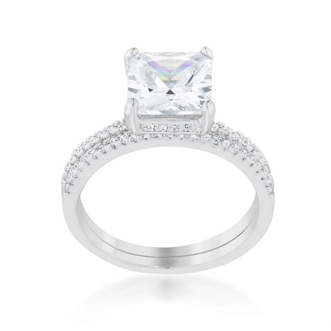 Lexy 3ct Princess CZ Solitaire Engagement Ring Set | 3.5ct