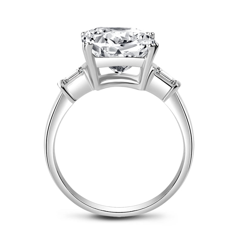 Lina 12x10mm Radiant Three Stone 925 Sterling Silver Engagement Ring | 7ct