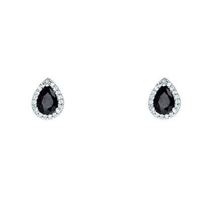 Lina Black Pear Halo CZ Earrings | 1.5ct