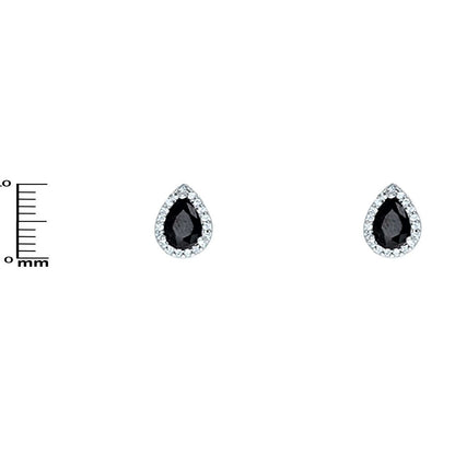 Lina Black Pear Halo CZ Earrings | 1.5ct