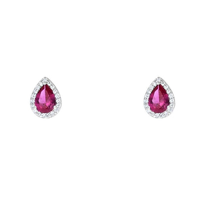 Lina Ruby Pear Halo CZ Earrings | 1.5ct