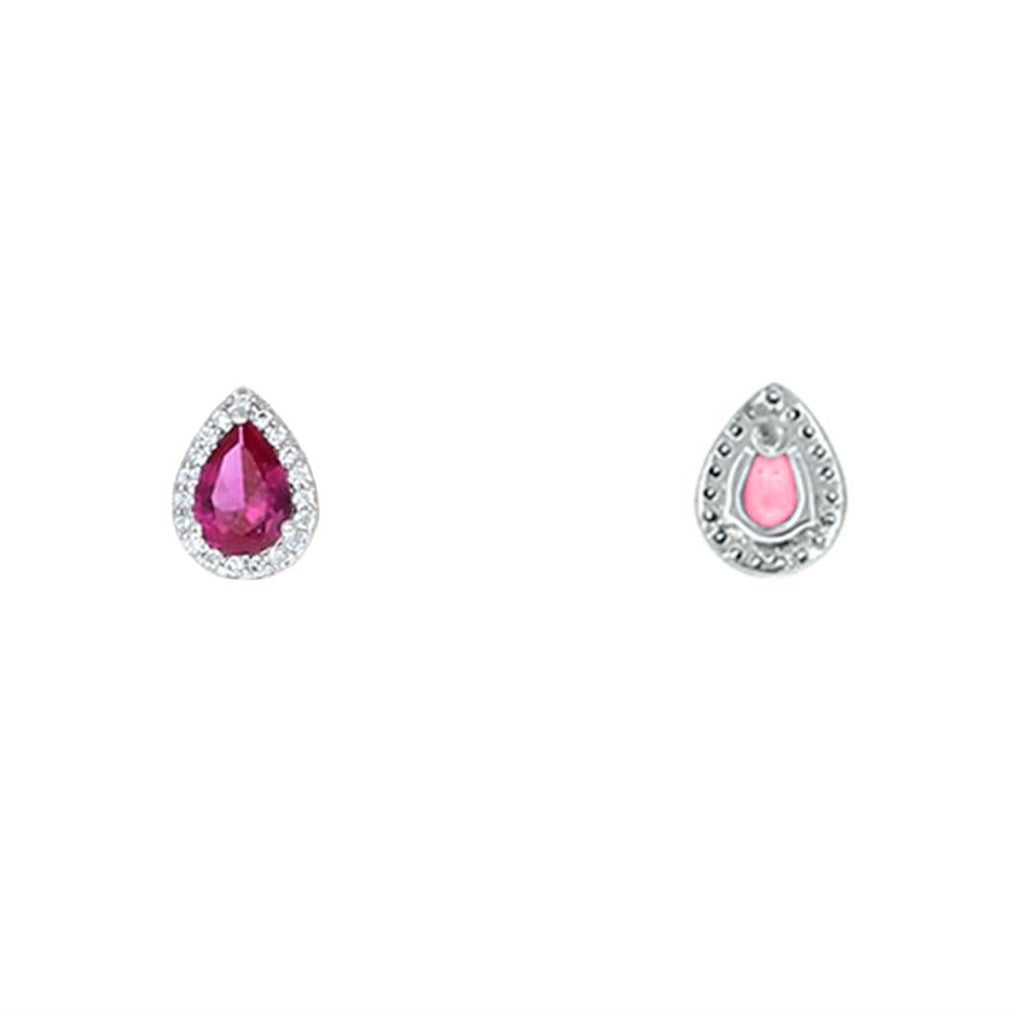 Lina Ruby Pear Halo CZ Earrings | 1.5ct