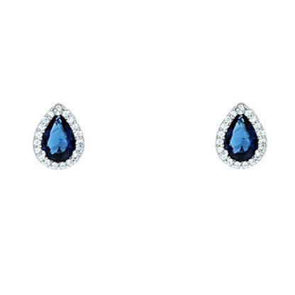 Lina Sapphire Pear Halo CZ Earrings | 1.5ct