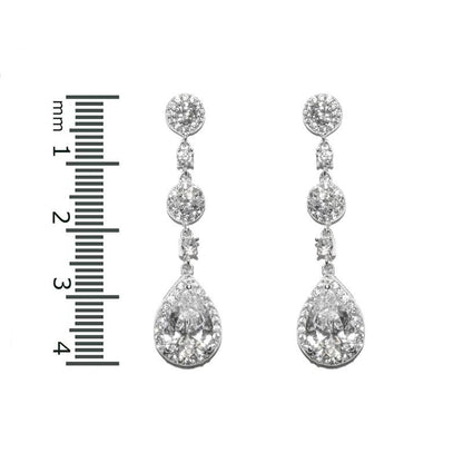 Lina Linear Dangle Pear Drop Earrings | 38mm