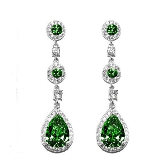 Lina Emerald Dangle Pear Drop Earrings | 38mm