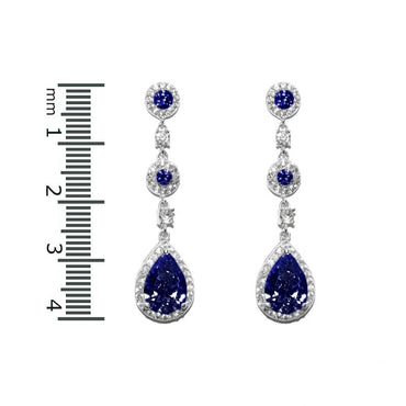 Lina Sapphire Dangle Pear Drop Earrings | 38mm