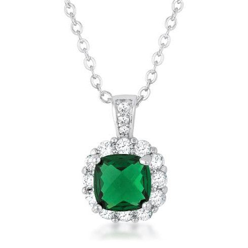 Liz Emerald Green Cushion CZ Pendant | 4ct