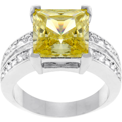 Lola Canary Princess Cut Solitaire Cocktail Ring | 7.5ct